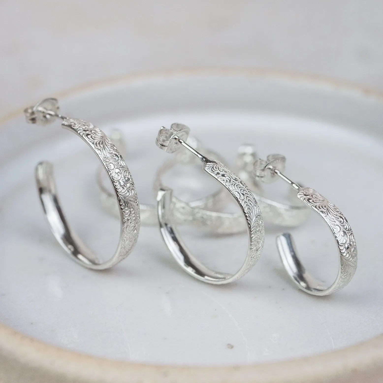 Sterling Silver Everyday Lace Hoop Earring