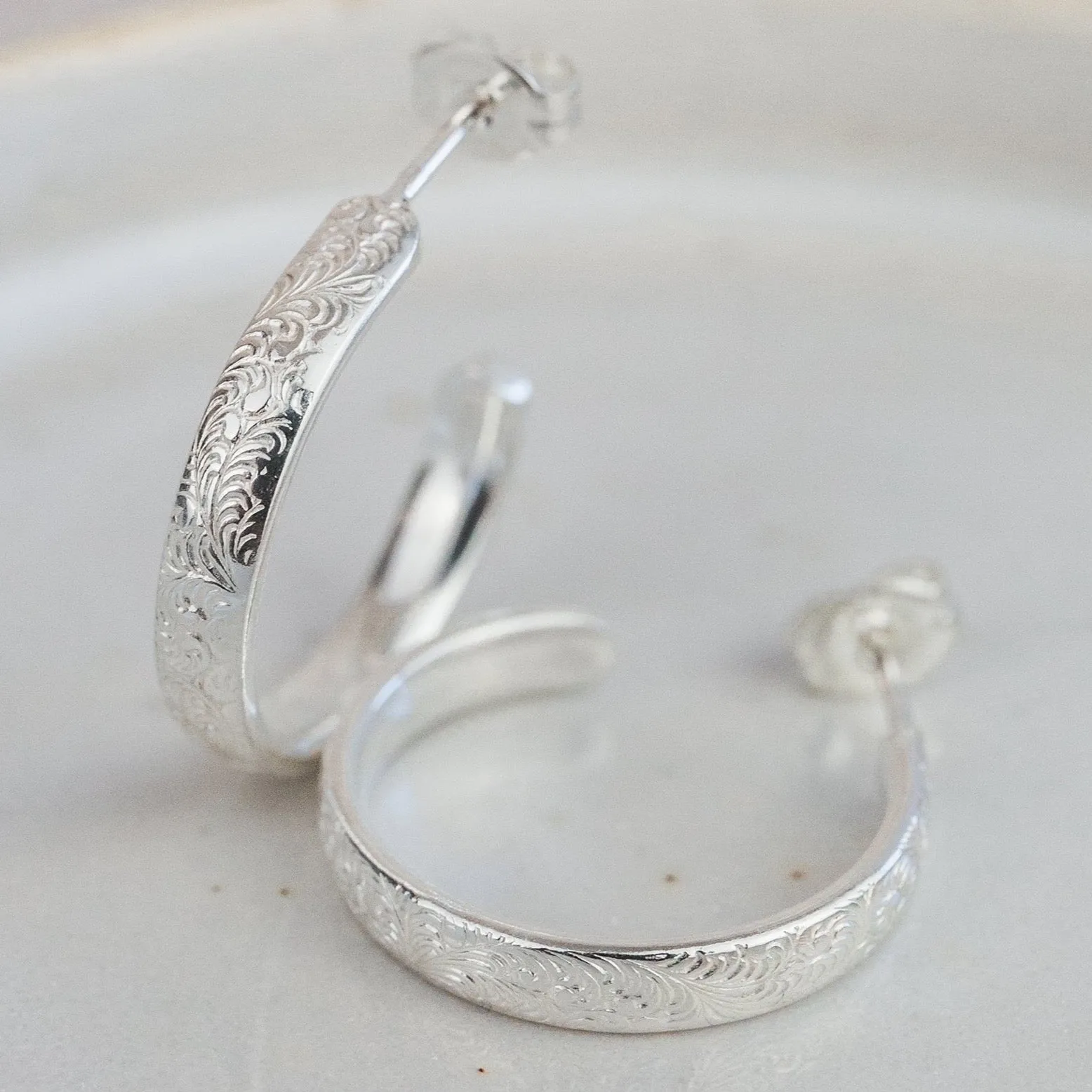 Sterling Silver Everyday Lace Hoop Earring