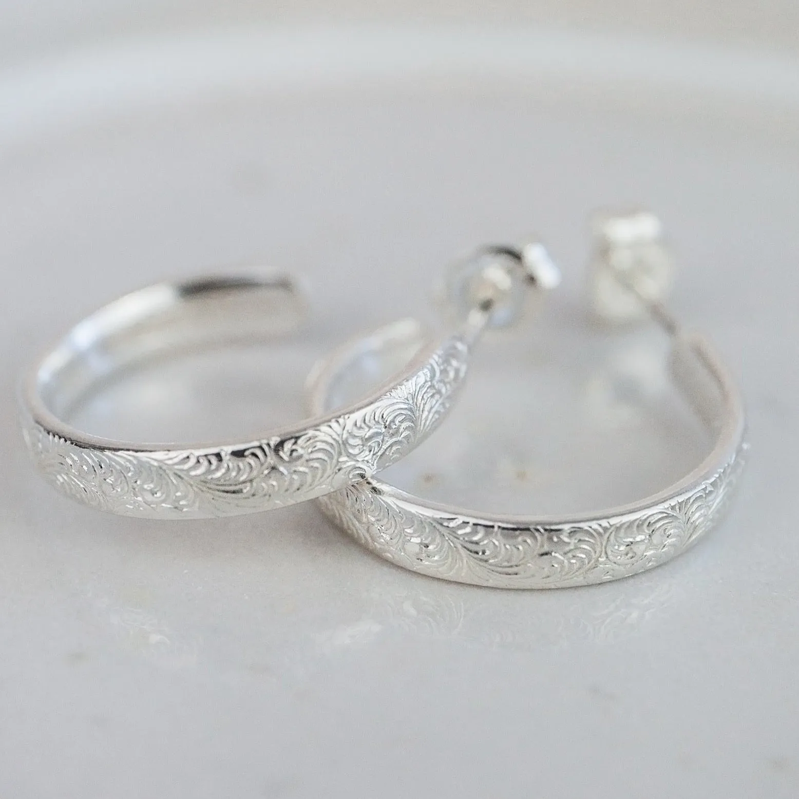 Sterling Silver Everyday Lace Hoop Earring