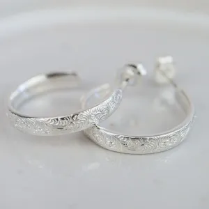 Sterling Silver Everyday Lace Hoop Earring