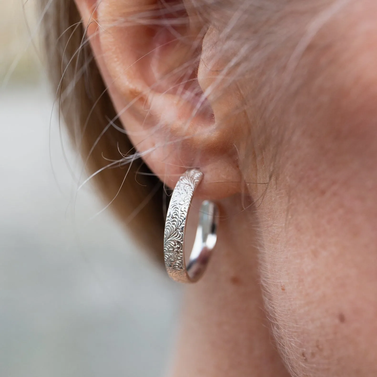 Sterling Silver Everyday Lace Hoop Earring