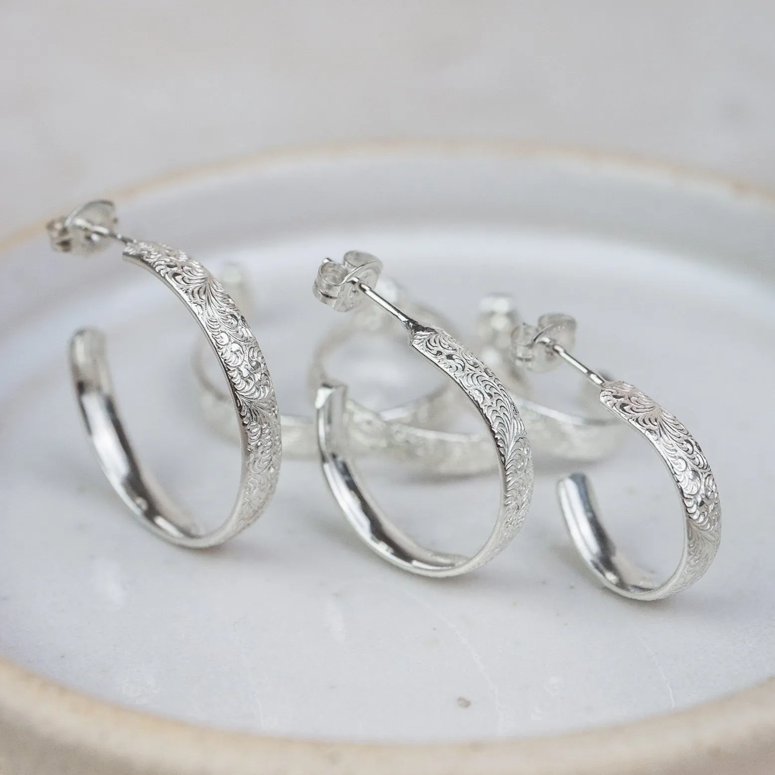 Sterling Silver Everyday Mini Lace Hoop Earring