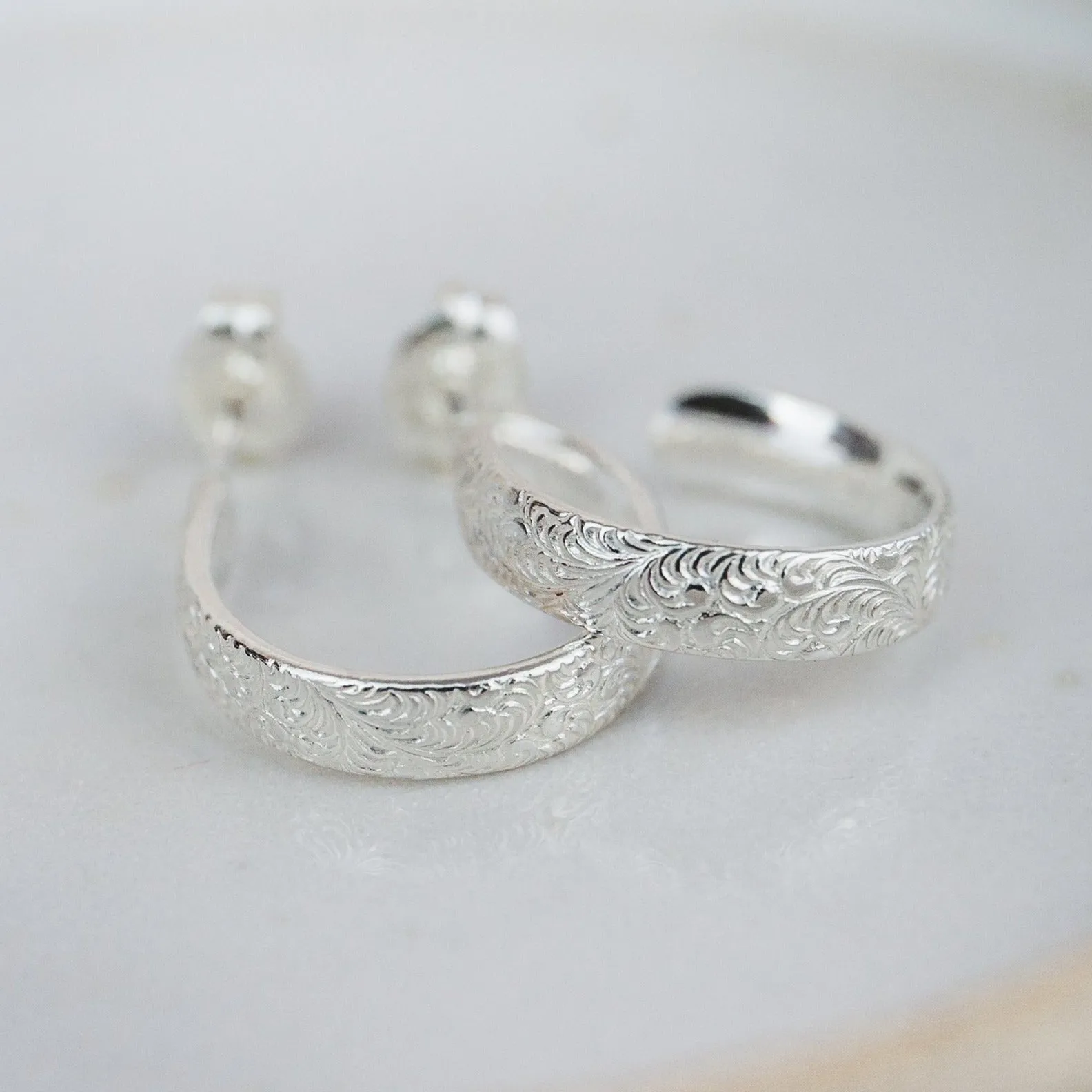 Sterling Silver Everyday Mini Lace Hoop Earring