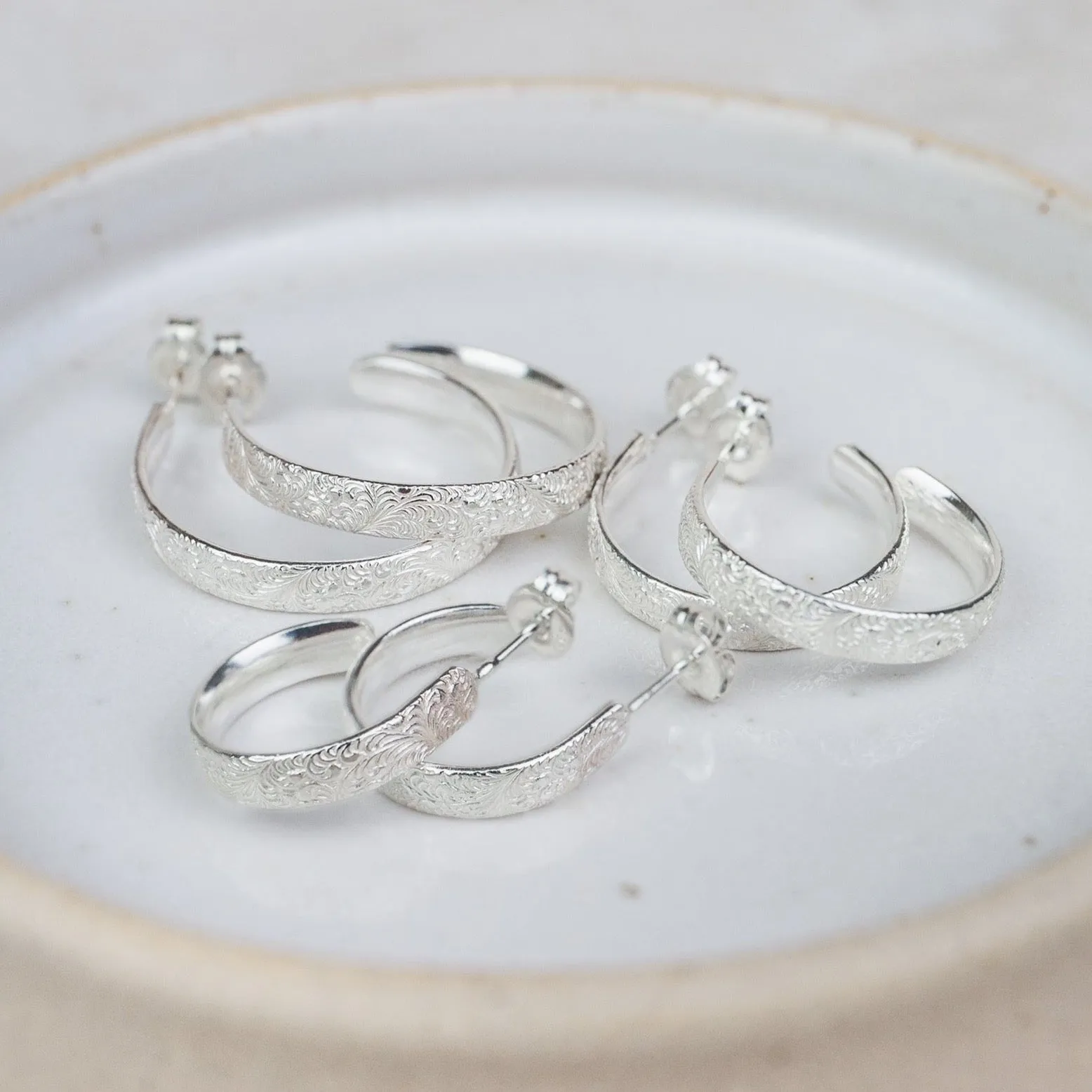 Sterling Silver Everyday Mini Lace Hoop Earring