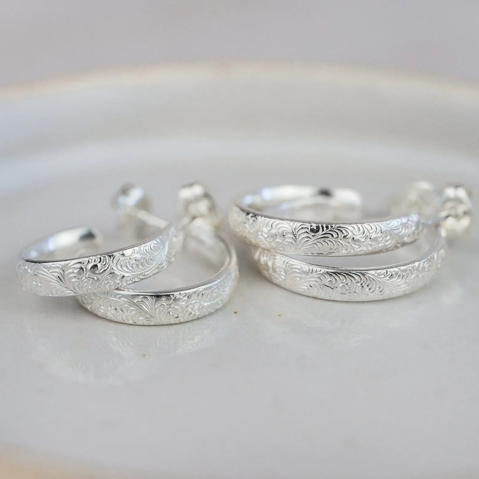 Sterling Silver Everyday Mini Lace Hoop Earring
