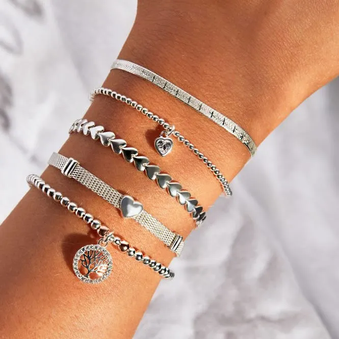 Sterling Silver Linked Hearts Bracelet