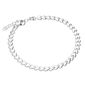 Sterling Silver Linked Hearts Bracelet