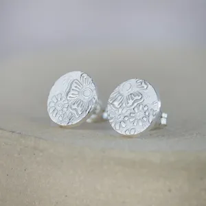Sterling Silver Textured Studs - Circle