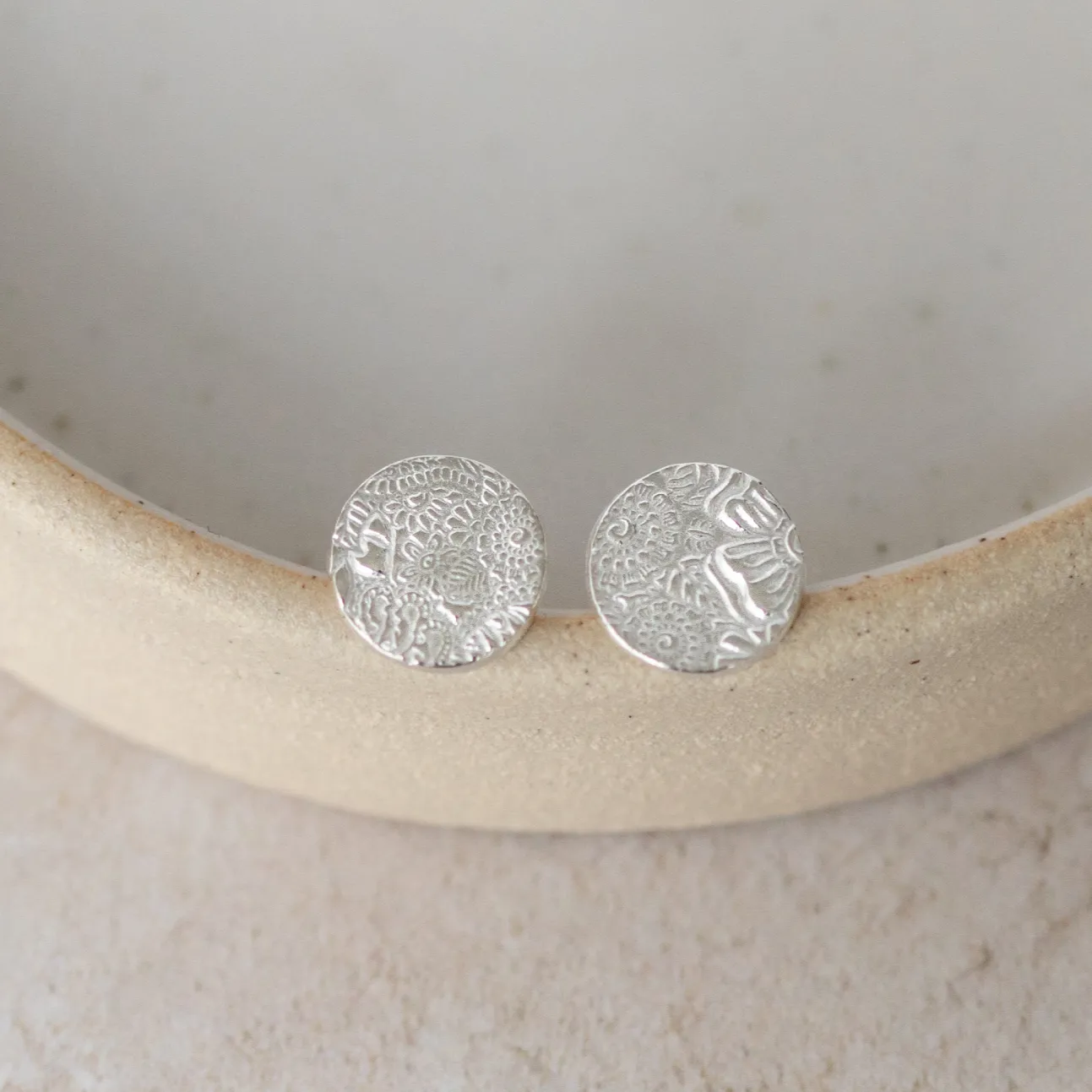 Sterling Silver Textured Studs - Circle