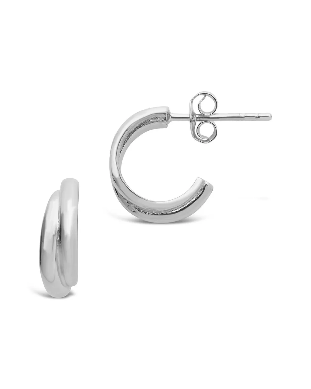 Sterling Silver Twist Stud Hoops