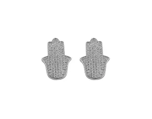 Sterling Sterling Silver Pavé Hamsa Earrings