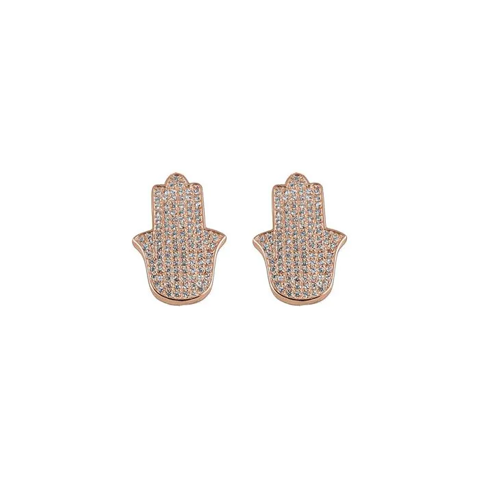Sterling Sterling Silver Pavé Hamsa Earrings