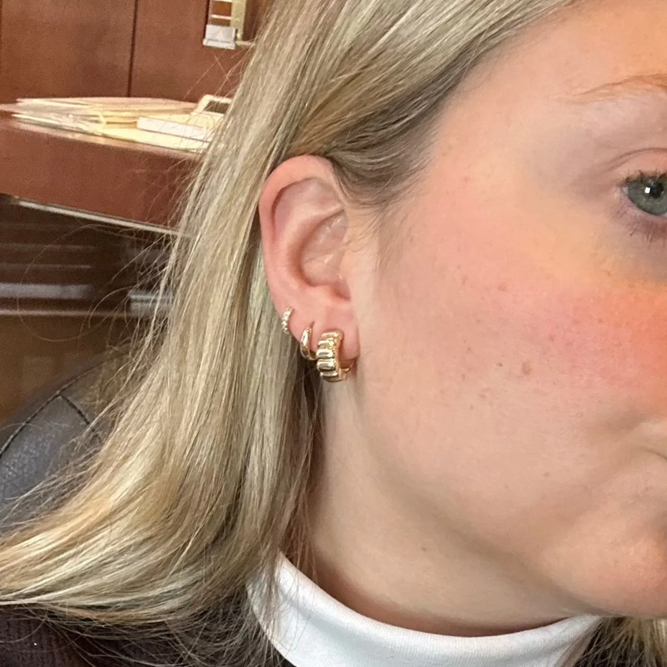 Textured Mini Bold Hoop Studs