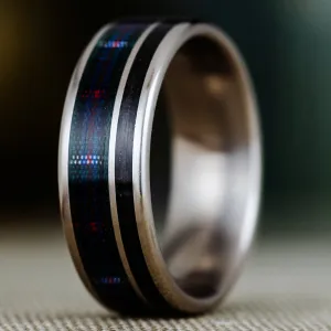 The Celtic - Scottish National Tartan | Men's Titanium Wedding Band with Whiskey Barrel & Tartan