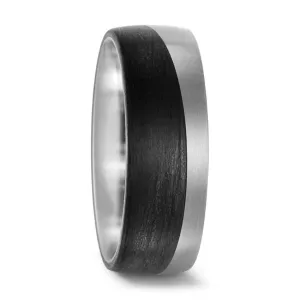 The Horizon - 8mm Carbon Fibre & Titanium Wave Wedding Ring Band