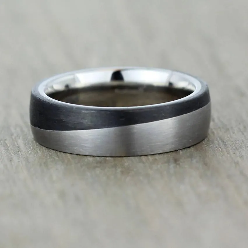 The Horizon - 8mm Carbon Fibre & Titanium Wave Wedding Ring Band