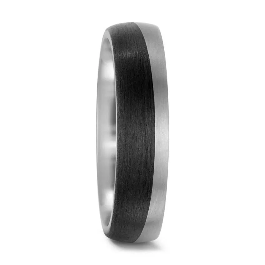 The Horizon - 8mm Carbon Fibre & Titanium Wave Wedding Ring Band