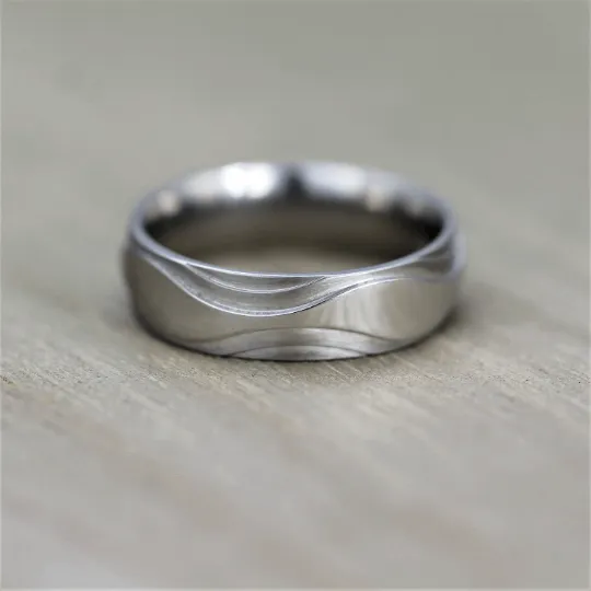 The Nebula Wave - Titanium, Sculpted Wave Ring with FREE Engraving! Available in widths 6 to 10mm