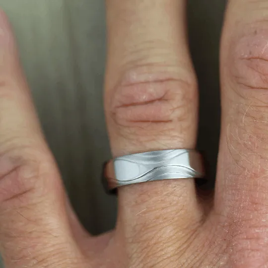 The Nebula Wave - Titanium, Sculpted Wave Ring with FREE Engraving! Available in widths 6 to 10mm