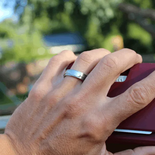 The Nebula Wave - Titanium, Sculpted Wave Ring with FREE Engraving! Available in widths 6 to 10mm