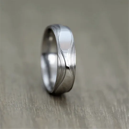 The Nebula Wave - Titanium, Sculpted Wave Ring with FREE Engraving! Available in widths 6 to 10mm