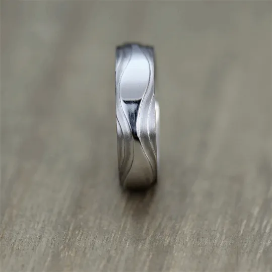 The Nebula Wave - Titanium, Sculpted Wave Ring with FREE Engraving! Available in widths 6 to 10mm