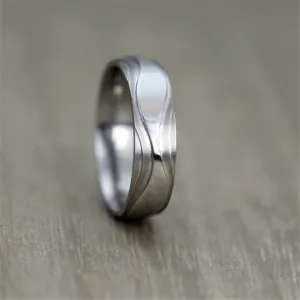 The Nebula Wave - Titanium, Sculpted Wave Ring with FREE Engraving! Available in widths 6 to 10mm