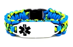 Thin 275 Paracord Medical ID Bracelet for Kids & Adults – Personalized Engraved Stainless Steel ID Tag w/ Black Medical Symbol