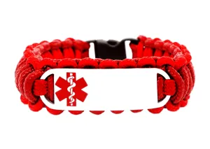 Thin 275 Paracord Medical ID Bracelet for Kids & Adults – Personalized Engraved Stainless Steel ID Tag w/ Red Medical Symbol