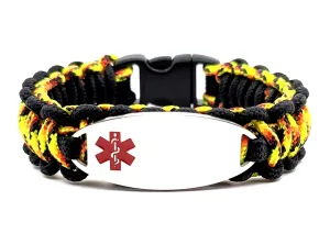 Thin 275 Paracord Medical ID Bracelet for Kids & Adults – Personalized Engraved Stainless Steel ID Tag w/ Red Medical Symbol