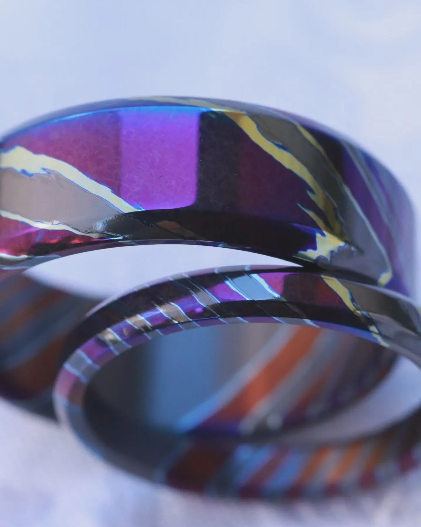Timascus zrti ring set  3mm-9mm wide timascus ring, mokuti ring  black timascus ring