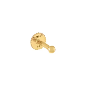Tiny Ball Threaded Stud Earring 14K