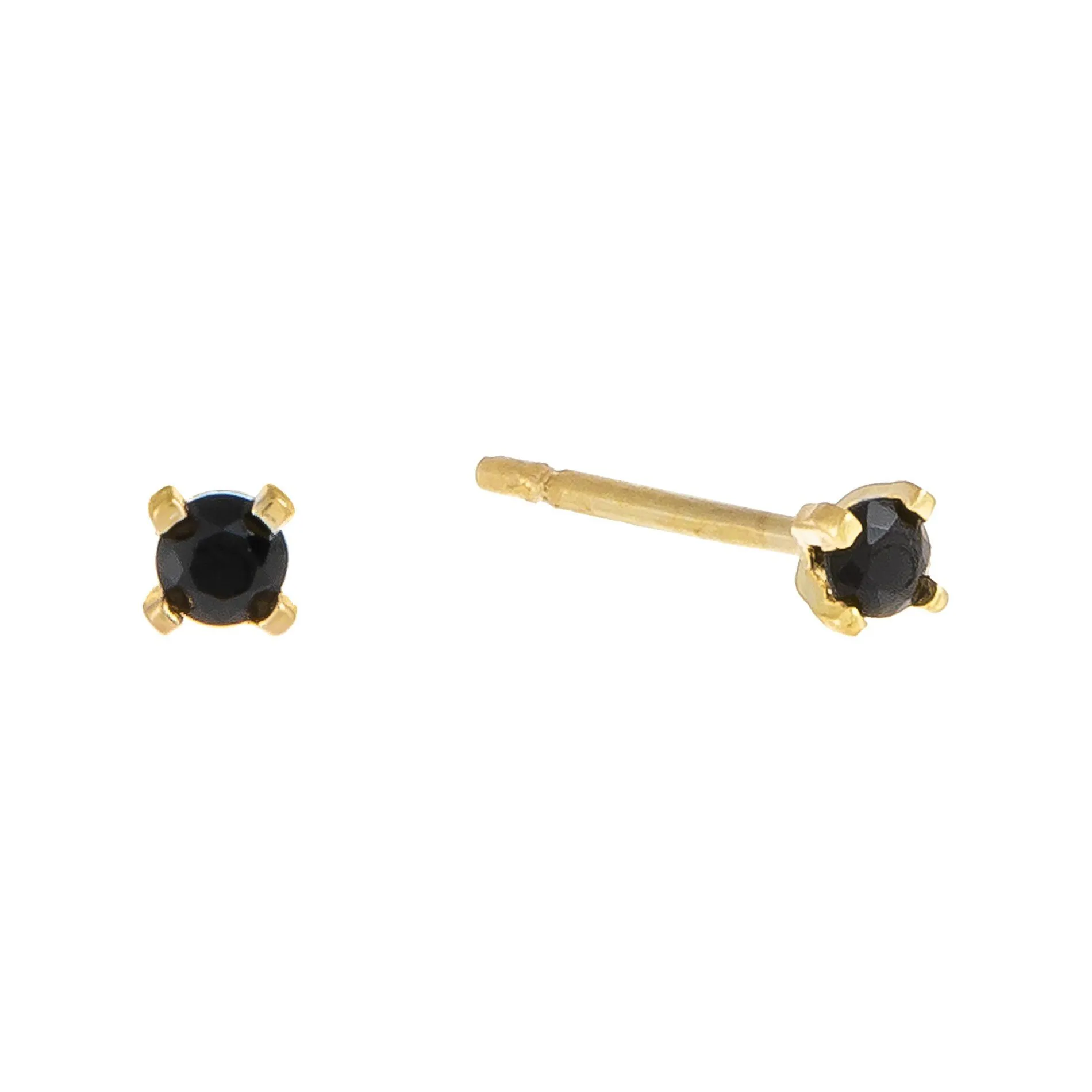 Tiny Onyx CZ Stud Earring 14K