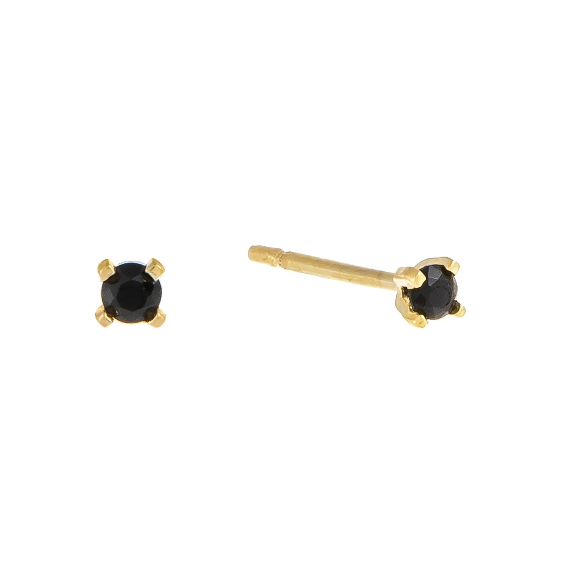 Tiny Onyx CZ Stud Earring 14K