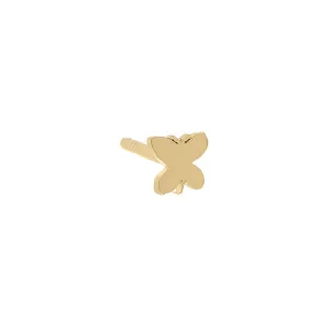 Tiny Solid Butterfly Stud Earring 14K