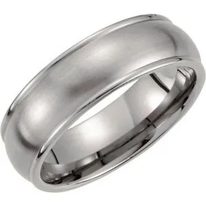 Titanium 7 mm Grooved & Satin Finish Band Size 7