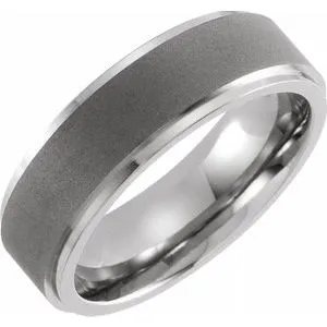 Titanium 7 mm Ridged Oxidized and Polished Band Size 9