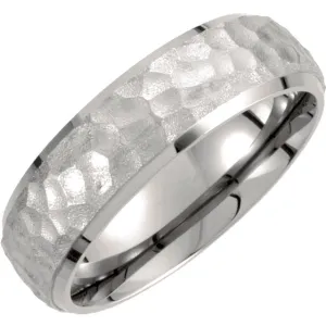 Titanium 7mm Hammered Finish Beveled Edge Band Size 6