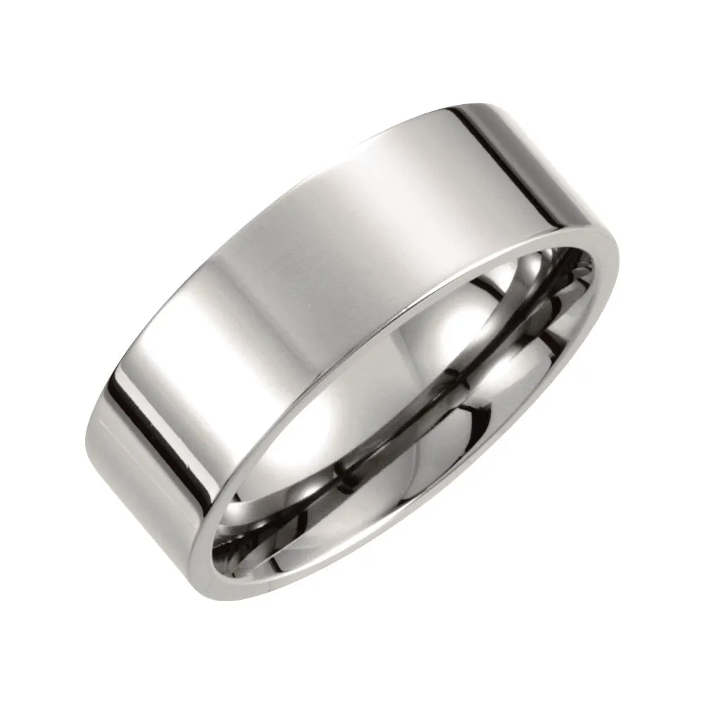 Titanium 8mm Flat Polished Band Size 7