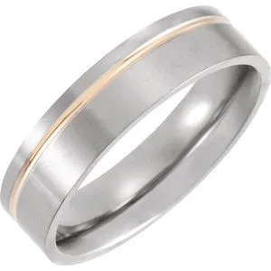 Titanium & 18K Rose Gold PVD 6 mm Grooved Band Size 8.5