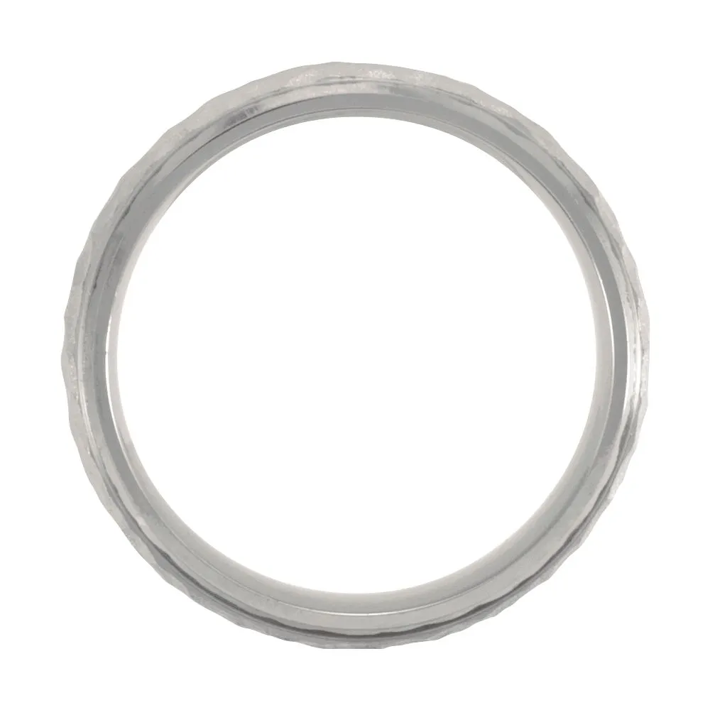 Titanium & Gold Immerse Plated 7mm Hammered Finish Beveled Edge Band Size 10.5