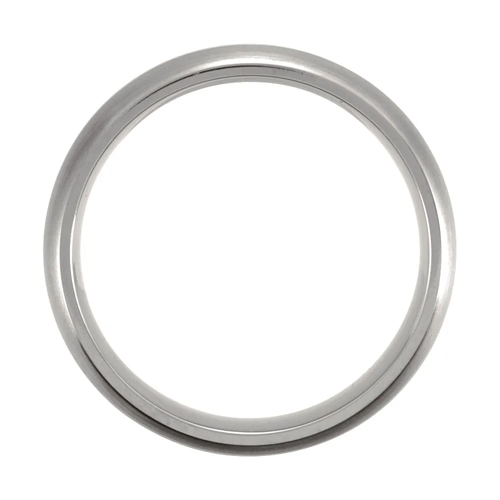 Titanium & Sterling Silver Inlay 7mm Satin Finish Domed Band Size 12.5