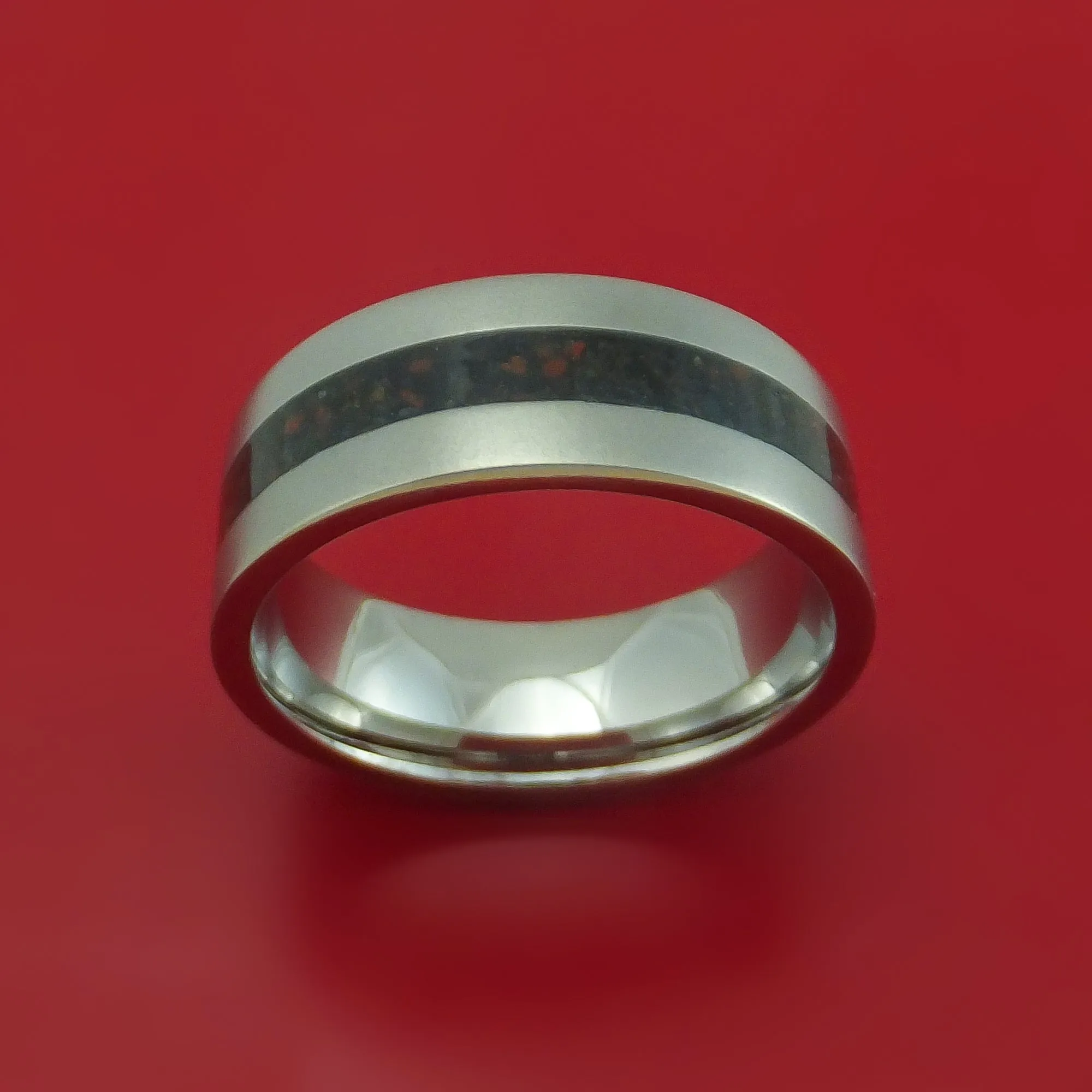 Titanium And Mixed Dinosaur Bone Ring Custom Made Fossil Band
