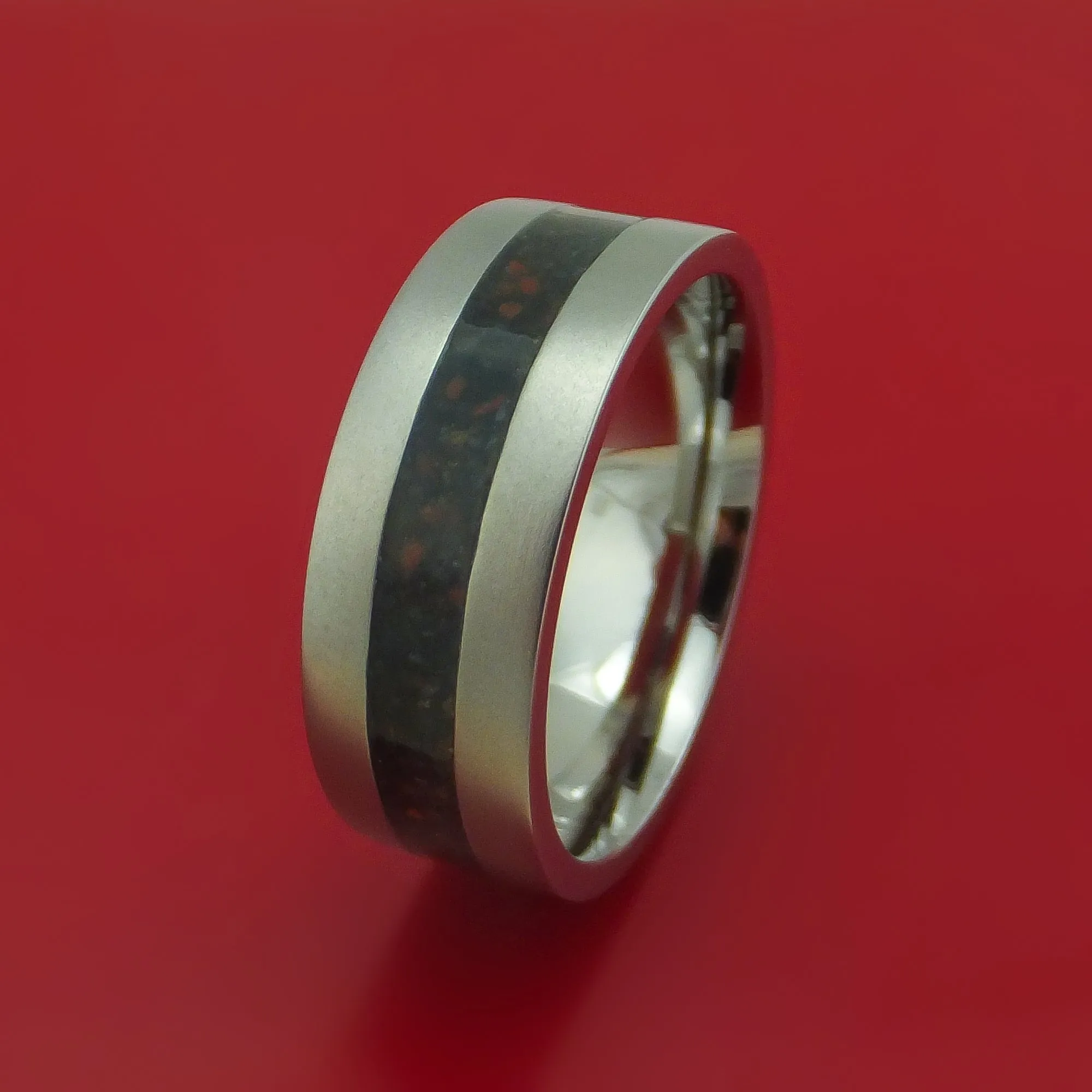 Titanium And Mixed Dinosaur Bone Ring Custom Made Fossil Band