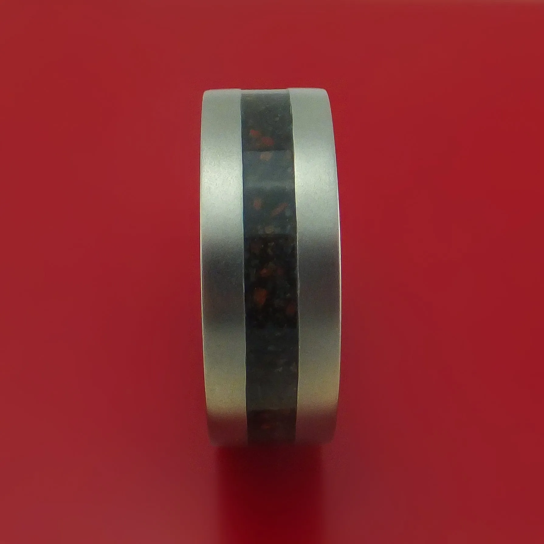 Titanium And Mixed Dinosaur Bone Ring Custom Made Fossil Band