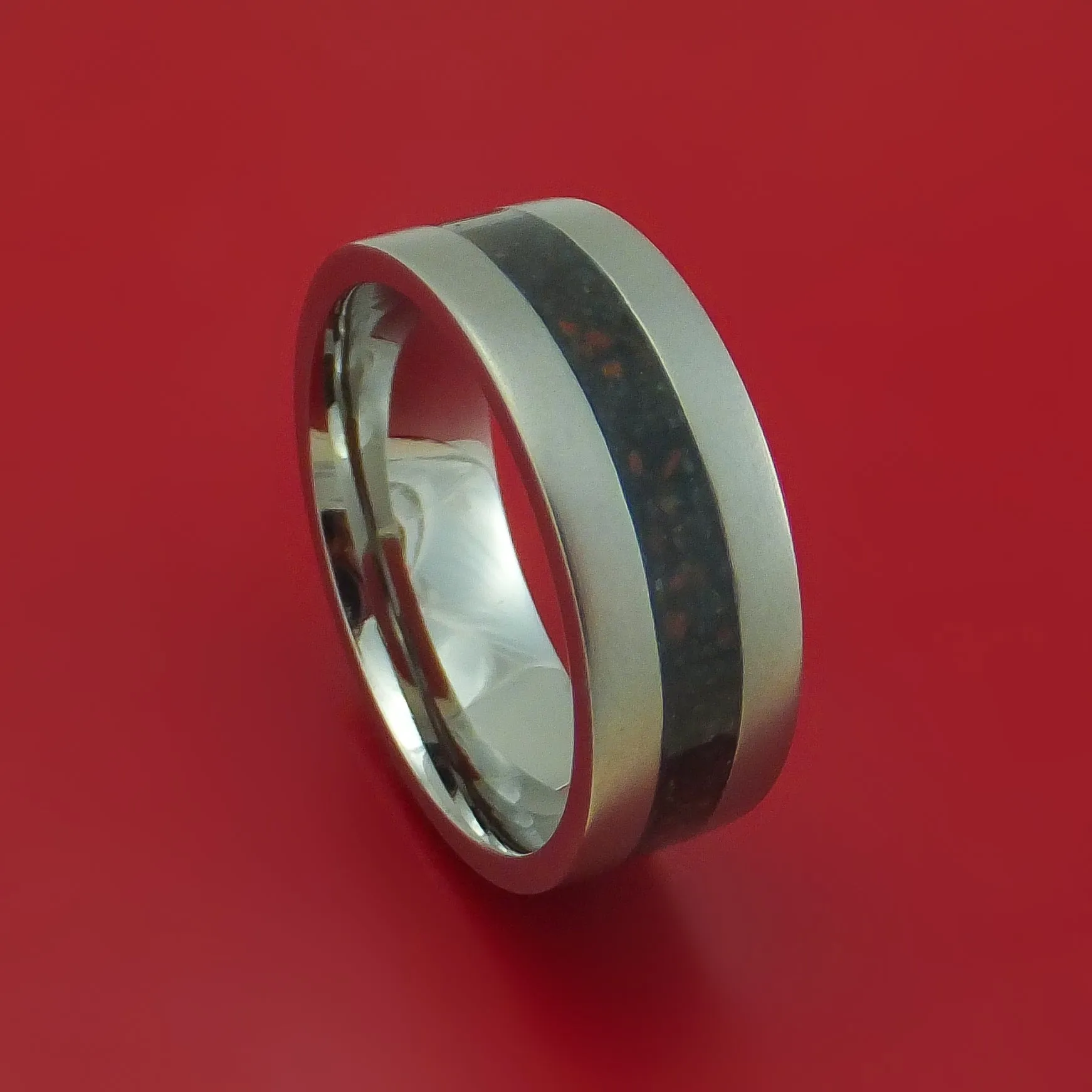 Titanium And Mixed Dinosaur Bone Ring Custom Made Fossil Band