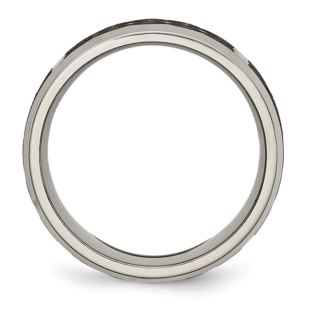 Titanium Brushed & Polished Celtic Laser Design 8mm Beveled Edge Band