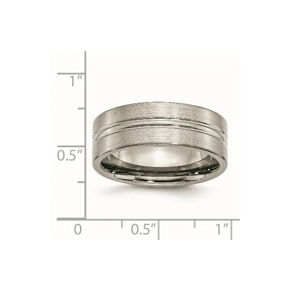Titanium Brushed and Polished 8mm Grooved Band