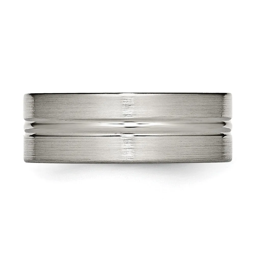 Titanium Brushed and Polished 8mm Grooved Band