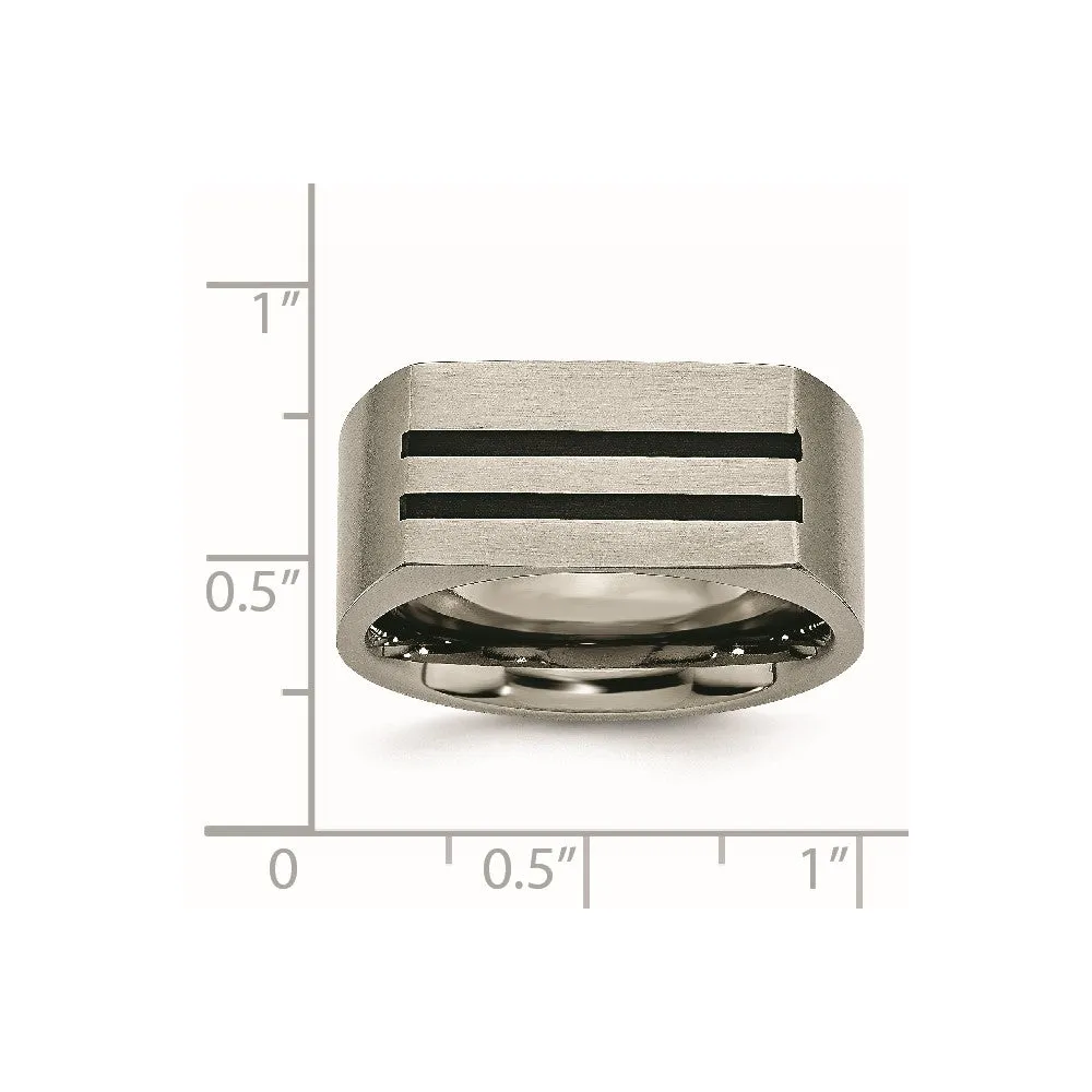 Titanium Brushed Black Enamel Stripes 10mm Band